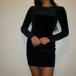 Black velvet body con with sequin shoulders